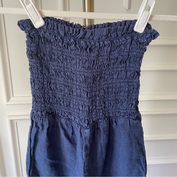 Bella Dahl Navy Blue Strapless Jumpsuit XS linen - Picture 4 of 5